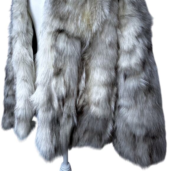 Vintage Genuine Finland FOX FUR Coat Medium Hong Kong Old Money Glamour Luxury - Picture 6 of 15